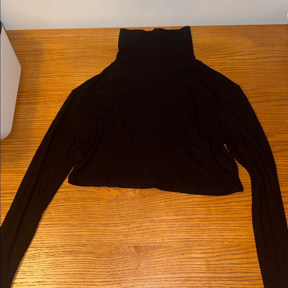 Elegant Black Crop Turtleneck Top